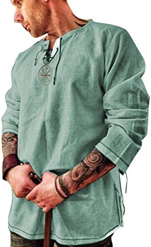 Muška moda Pamučnim lanena košulja dugih rukava jednobojnu Etnički odbojka na Top yoga