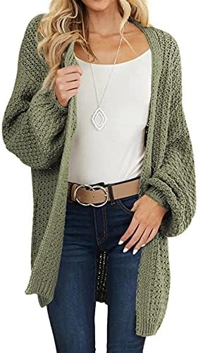 VTSGN Ženski Dugi rukav za fenjer Debele pletene Džemper s otvorenim prednji dio Kardigan Džepovima Besplatne sakoi