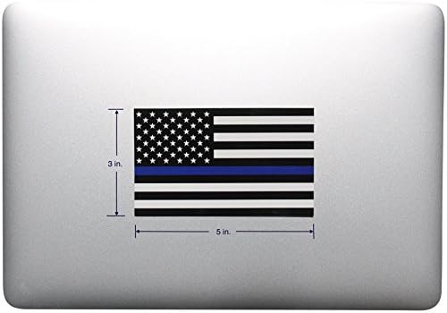 Naljepnica na zastavu tanka plava linija - 3x5 cm. Naljepnica s crno-bijelo-plavom američkom zastavom za automobile i kamione - u podršku policije i policijski službenici (1)