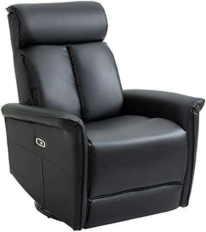 Moderna e-stolac s električnim HOMCOM s okretanjem za 360 stupnjeva, USB-priključkom za punjenje i držačem za nogu, Crna