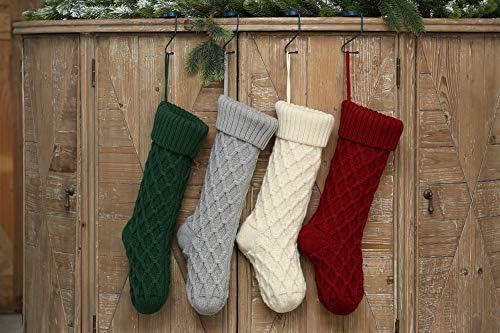 Шерридк Pleteni Kabel Božićne Čarape, 4 Pakiranje 18 cm Veliki Personalizirane Kamin Viseće Čarape za Božićne