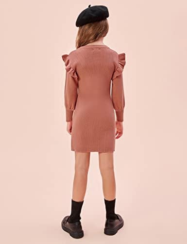 Haljinu-džemper s okruglog izreza za djevojčice, haljina s rukavima-svjetiljke, трикотажное haljina sa volanima, Veličine 5-12