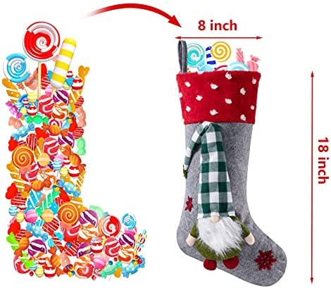 Skup božićnih čarapa habibee od 3 predmeta s 3D гномами Santa Dizajn 18 inča Božićni čarapa iz šatorsko platno veličine za obiteljski odmor Božićni domjenak Kućni ukras za Božićno drvce i ogrjev