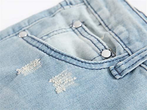 Andongnywell Gospodo oblikovana stretch jeans, uske traperice hlače-olovka na munje, svakodnevne oblikovana protežu-poderane traperice