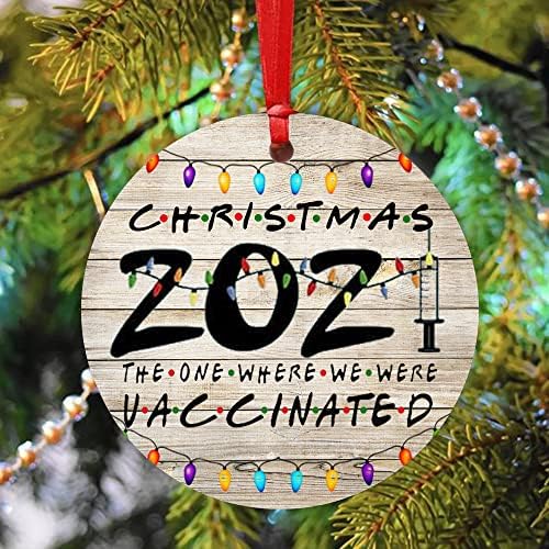 Božićne Dekoracije 2021 Onaj Gdje Smo bili Cijepljeni Drveni Božićno Drvce Viseći Ukras Znakovi Drvene Obrta Božićni Privjesak Pad Ukrasi za Božić