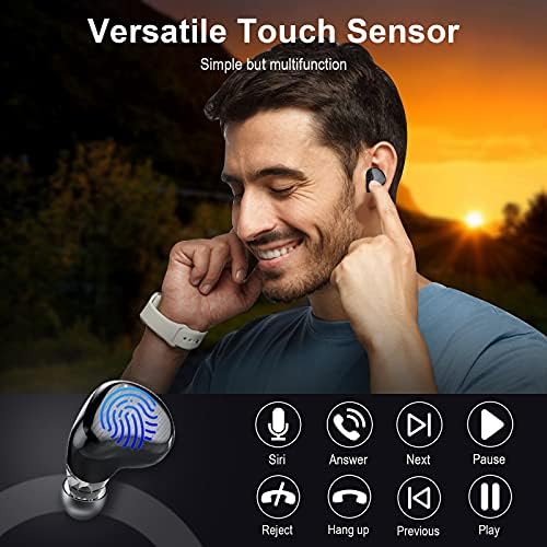 Bežične slušalice YunQiDeer, osjetljiv na Dodir za upravljanje Bluetooth slušalicama za punjenje s antenskim slučajem, Vodootporni Stereo slušalice IPX7, Ugrađen mikrofon u uhu, Slušalice i USB C za sport(Q40, Crna)
