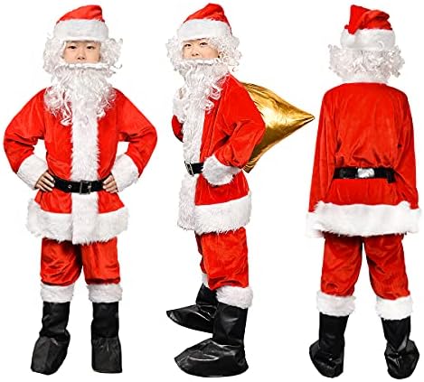 Dječji kostim Djeda Mraza Dječji Božićni Raskošan kostim Djeda Mraza Odijelo za zurke Cosplay Kostime za dječake Djeca 9 kom.