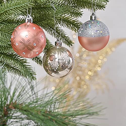 Valery Маделин 30 ct 60 mm Elegantan Ukras od Ružičastog zlata sa Božićnim loptu, Shatterproof Dekoracije Božićno drvce za Božićne dekoracije