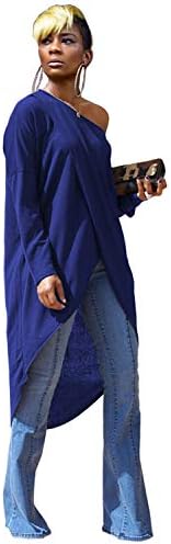Andongnywell Ženska Svakodnevni V-izrez u obliku dugih rukava Visoka Niska Негабаритная Bluza Top Slobodna košulja