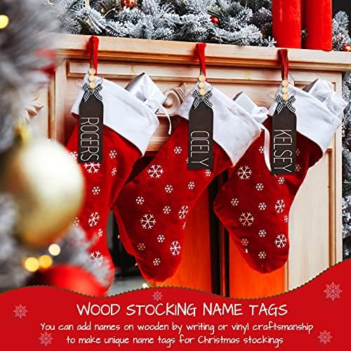 Oznake oznake za drvenih božićnih čarapa Jetec, znakovi za čarapa URADI sam, Oznaku za božićne čarape farmera kuće s lukom u kavez bivola za Božićne ormara, Ukras Božićnih čarapa (Tamna boja, 12 komada)