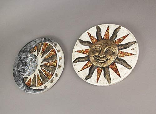 Чесапикский Zaljev Doo Set od 2 Keramička Kamenje Sunca i Mjeseca s Vanbrodskim Vrtnom Stazom Dekorativne Umjetnosti