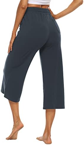 OYANUS Capri za žene Svakodnevne ljetne slobodan udobne široke hlače Capri na uzice sa džepovima