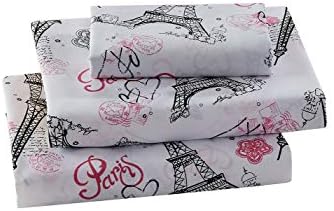 Najbolji Dom Stil Roza Bijela Crna Pariz-Eiffelov Toranj Бонжур Dizajn 7 Kom. Komplet posteljinu Deka Krevet u torbi s Kompletnom plahti # FS Pariz Pink (Kraljica)