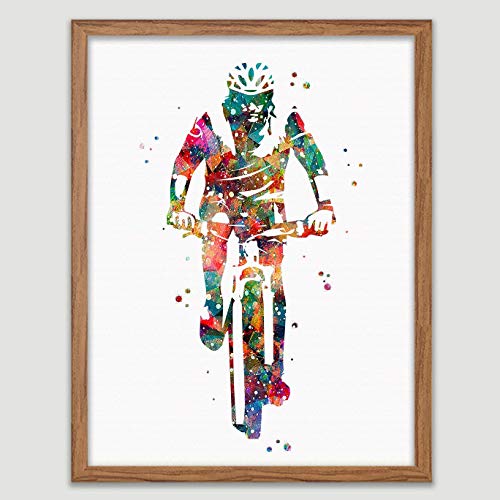 Brdski bicikl Акварельный Plakat na Dirt Bike Art Brdski Biciklist Print Фрирайд Biciklist Dekor za Mountain