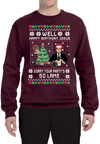 Pa, Sretan Rođendan, Isus je Zabavno Citat, Uredski Ružna Božićni Pulover, Unisex, Grafička majica okruglog