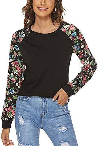 FINWANLO Majice s dugim rukavima za žene Svakodnevne tunike bluze Vrhovima slatka bluze s obojene blokove t-Shirt