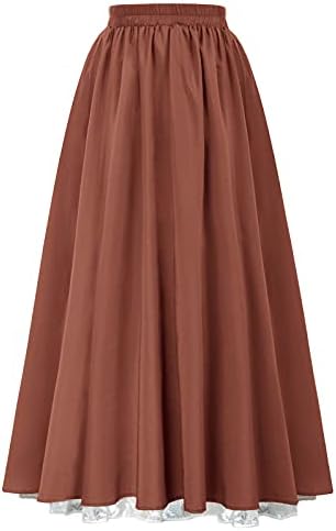 Red TAMNE Suknje za žene s Elastičan Struk u Renesansnom stilu Dvoslojni Suknje