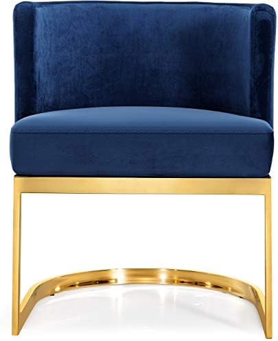Namještaj Meridian Zbirka namještaja Gianna Suvremeni | Moderni blagovaona stolice baršun presvlake s polirani krom metalnim okvirom, 24 W x 22 R x 29,5 U, Tamno plava