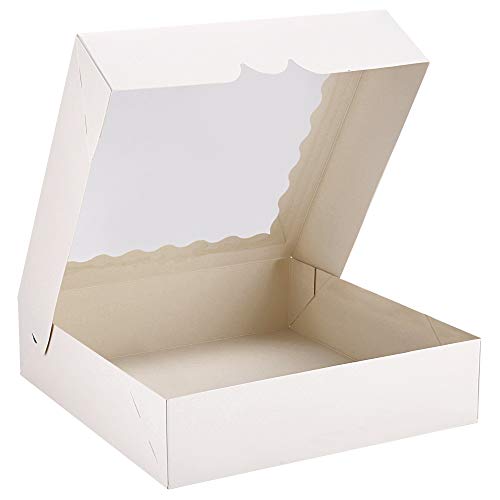 Tcoivs 20-Kutije za Pakiranje za pite 12 x 12 x 2,5, Kutije za pečenje s pulta, Bijele Kutije za keks, Automatski