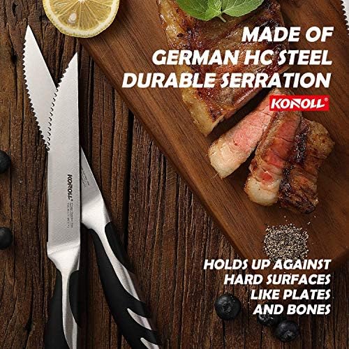 Noževi za odrezak KONOLL Set od 4 Steakhouse Nož s зазубренным žilet Iz Njemačke visoko ugljičnog čelika S punim