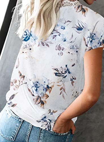 Dokotoo Ženske majice s V-izrez i čipke obloge Svakodnevne Besplatne majice kratki rukav Majice