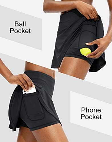 Плиссированная teniska suknja SANTINY za žene sa 4 džepa, ženske sportske kratke hlače za golf s visokog struka, suknje za svakodnevno trčanje