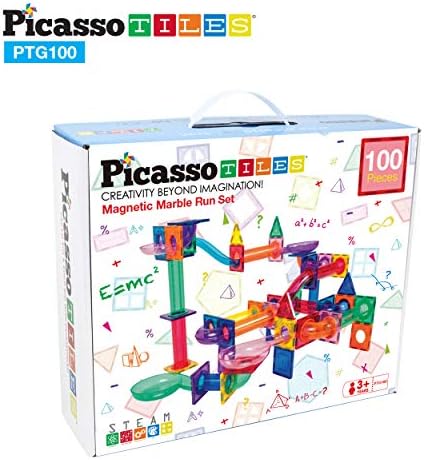 PicassoTiles Mramorni trčanje 100 Kom Magnetske pločice Trkaće staze Plišani igre set za stvaranje i učenje