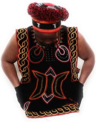 Tradicionalni Crni Ručni Rad Autentičan Muški Атогу iz Kameruna Vez Afrička Tradicionalna Odjeća Crna(Mali)