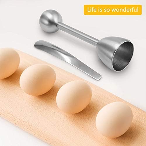 Topper za jaja, Rezač za jaja LANMU, Kreker za jaja, tvrdo kuhana i meko, gornji dio za rezanje jaja sa žlicom,