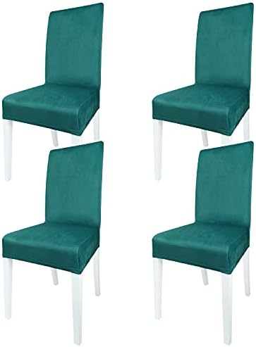 Navlake za stolice GoodtoU od baršuna Za blagovanje Elastične Navlake za stolom za stolice (Tirkiz, Set od 4)