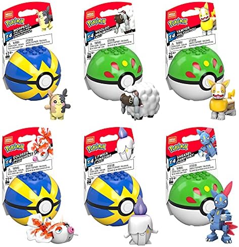Mega Construx Serija Pokémon Poké Loptu od 14 kompleta Konstrukcija, Građevinske igračke za djecu