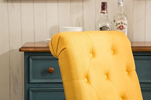 Namještaj Roundhill, Blagovaona stolice Parsons je žute boje s хохолком od punog drveta, Set od 2,