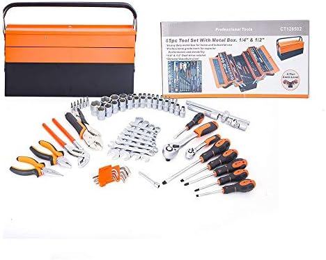 (Premium Kvaliteta)Setovi kućanstvo alata od 299 predmeta s 3 ladicama, Metalni sanduk za alat, Komplet alata