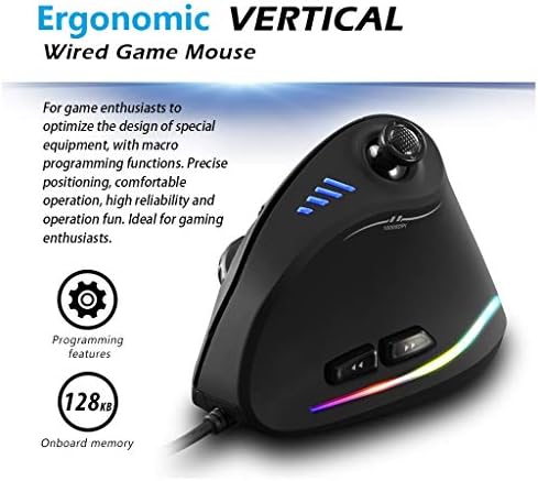 Vertikalni gaming Miš ZLOT,Žični RGB Ergonomski USB Joystick Programabilni Laserski Gaming Miš,Dizajn 6+1,11