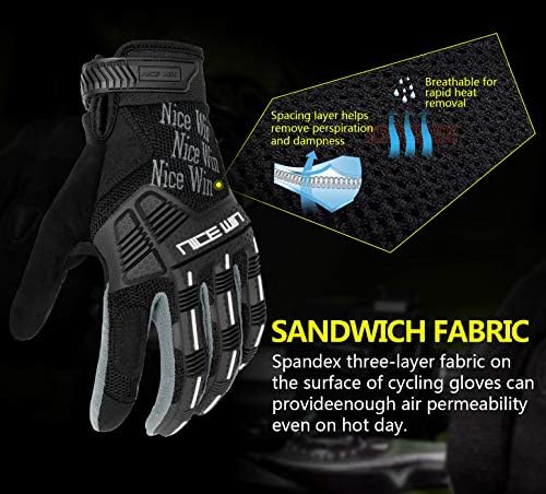 NICEWIN Biciklističke rukavice za muškarce Rukavice za vožnju s punim prstima Neklizajući prozračne Rukavice