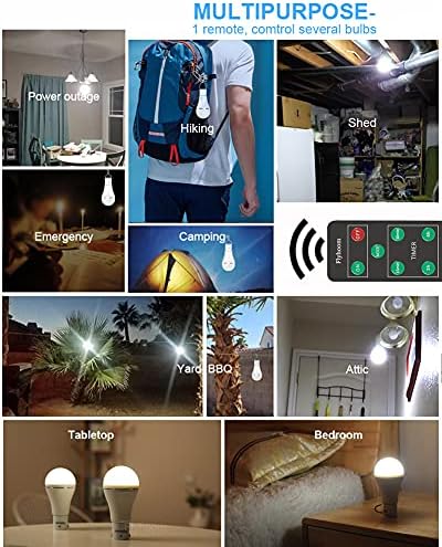 Flyhoom USB Punjiva hitna žarulja s daljinskim upravljačem, 4 profila, Pvc kuka, Prijenosni led žarulje za kampiranje,