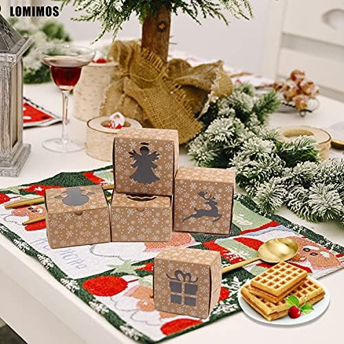 Kutije za božićno pečenje LOMIMOS s prozora od PVC-a,Dubi Kutije od Kraft-kartona za pecivo, Kolači, Poklon