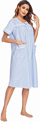 Ekouaer Ženska prugasta пижама na zakopčane, Prašnik kratkih rukava, Kućni haljina, spavaćica S-XXL