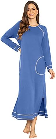 Ekouaer Ženska noćna košulja dugih rukava spavaćica s okruglog izreza Pidžama u cijeloj dužini пижамное haljina