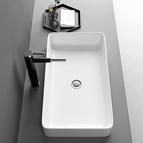 Umivaonik za Kupaonicu - Lofeyo Velika Moderna 24-Inčni Umivaonik za Kupaonicu Nad Šankom Pravokutna Bijela