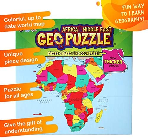 GeoToys — GeoPuzzle Afrika i Bliski Istok — Edukativne igračke za dječake i djevojčice, Geografske puzzle od