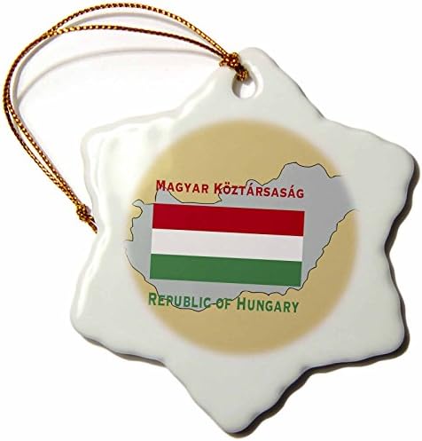 3dRose Orn_37593_1 Kartica i Zastava Mađarske sa Mađarskom Republikom na engleskom i mađarskom jeziku Ukrasna