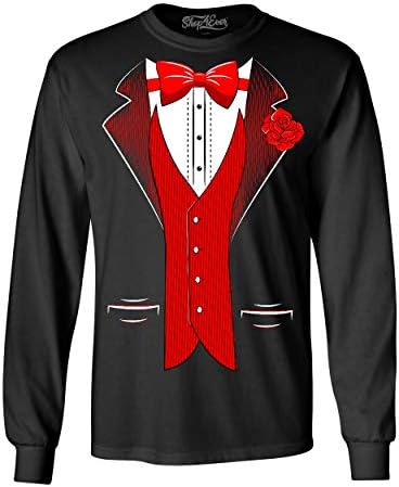 shop4 uvijek Klasični Smoking s Crvenom Ružom Košulja Dugih Rukava Odijelo za zurke Košulja