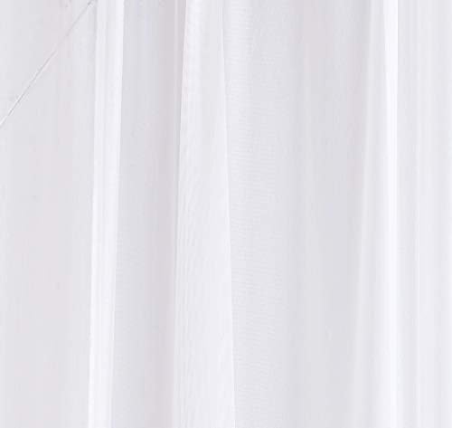 ЛИНЕНЗОНОВАЯ par od 2 Štapni ručni Kratkih prozora tretmana. Velike prozirne zavjese u seoskoj stilu za dnevni boravak, Spavaće sobe, Blagovaonica, Vrt ili krevet s baldahinom. (Iznenađujuće škare - 56 W x 63 L, bijela)