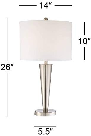 Jeff Moderna Moderna Stolna lampa Set od 2 x USB priključak za punjenje u hotelskom stilu Brušeni nikal Bijela