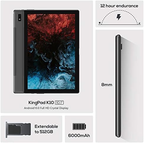 VASTKING KingPad K10 10-inčni tablet, Android 10, Rezolucija 1920x1200, Восьмиядерный tableta, Do 1,8 Ghz, 3