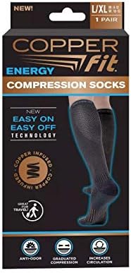 Kompresije Čarape sa Bakar Završiti, Kompresije Čarape Do Koljena (L/XL, Crna)