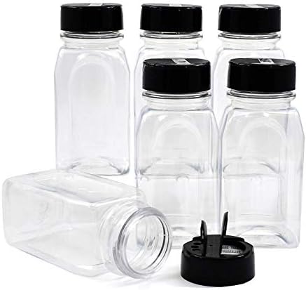 ROYALHOUSE - 6 KOMADA - 9,5 oz s crnim poklopcem - Plastične posude za začine, Boce, kontejneri � je Idealan za skladištenje začina, ljekovitog bilja i praha � Kapa sa postavom - Sigurna plastike � PAT - bez BPA - Made in USA�
