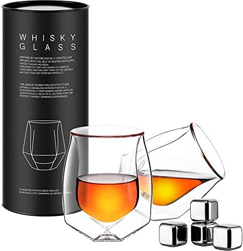 Čaše za viski Set od 2 Čaše S Kamenjem za viski,S Ručnim Раздувом Čaše za Burbon S dvostrukim stijenkama Savršene