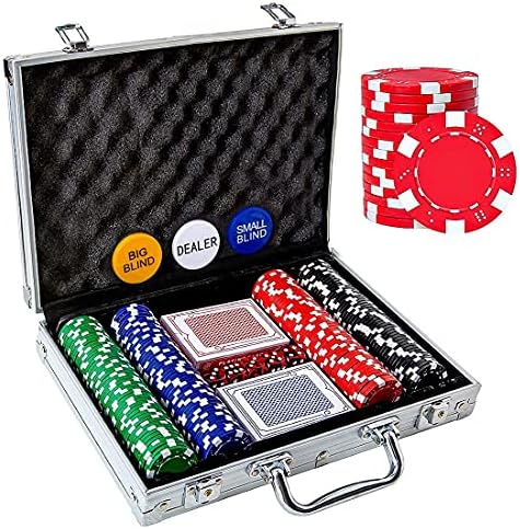 Skup čipova za poker Tocebe, 200ШТ Žetona za poker s aluminijskim kućištem, Set za poker 11,5 grama za kockanje